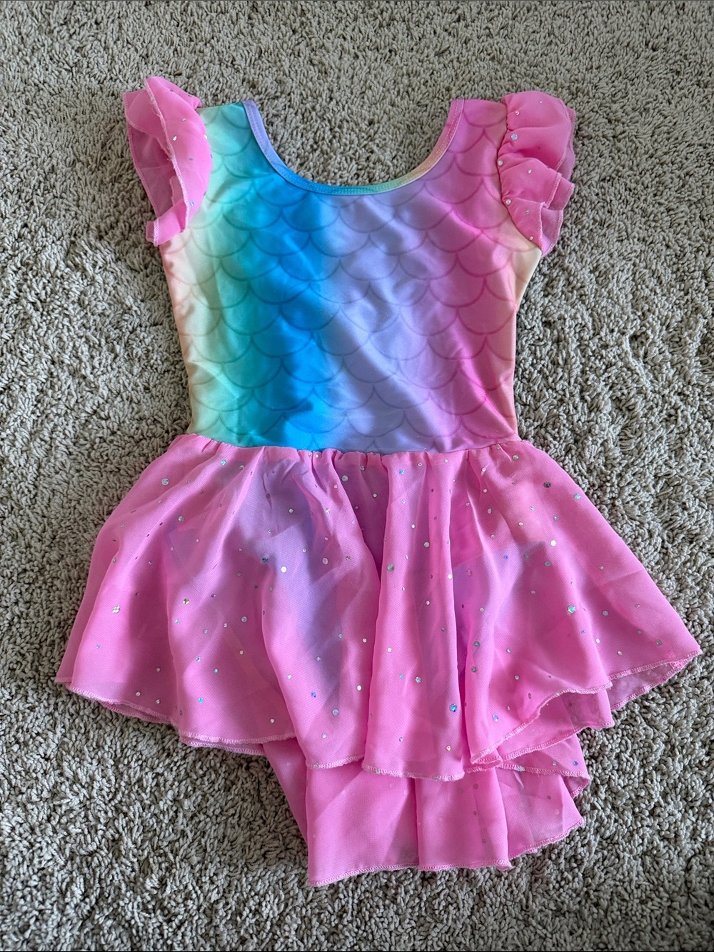 Amazon Arshiner Girls Mermaid Dance Costume Dress - Pink Tulle Skirt size 130